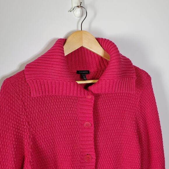 Talbots hot Pink Shawl Neck Cardigan sweater Size Medium - Picture 11 of 14